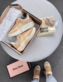 Tênis casual quenz miu miu - Dakar palha/ amêndoa / ouro