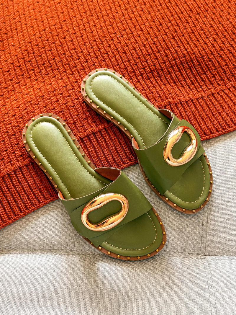 Rasteira luna - Verde