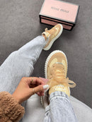 Tênis casual quenz miu miu - Dakar palha/ amêndoa / ouro