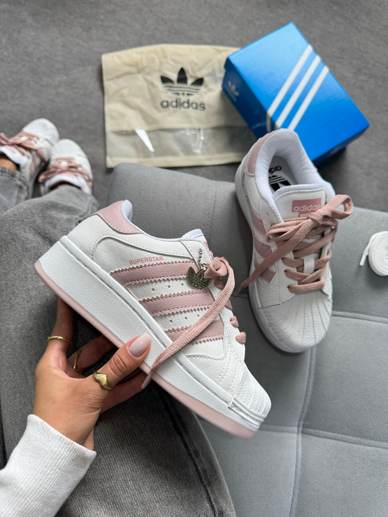 Adidas Super Star plataforma - Branco/rosê