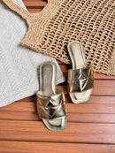 Rasteira schutz basic -Ouro e Branco