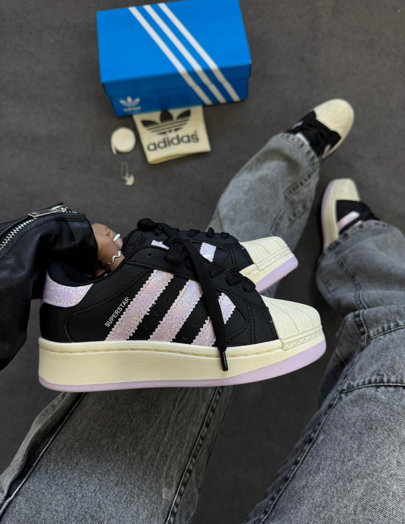 Super Star plataforma -  Preto/rosa brilho
