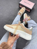 Tênis casual quenz miu miu - Dakar palha/ amêndoa / ouro