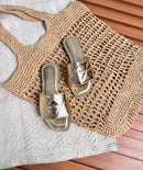 Rasteira schutz basic -Ouro e Branco