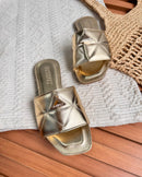 Rasteira schutz basic -Ouro e Branco