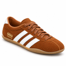 Adidas Tokyo Leather – Chocolate — vista frontal em três quartos, ponta à direita