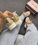 Tênis casual quenz miu miu - Dakar palha/ amêndoa / ouro