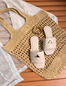 Rasteira schutz basic -Ouro e Branco