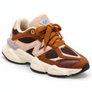 New Balance 9060 Caramelo — frontal em três quartos, ponta para a direita