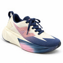 New Balance FullCell Rebel V5 Off White/Marinho — frontal em três quartos, ponta para a direita