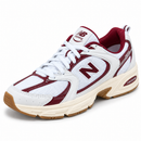 New Balance 530 Branco/Bordo - vista frontal lateral