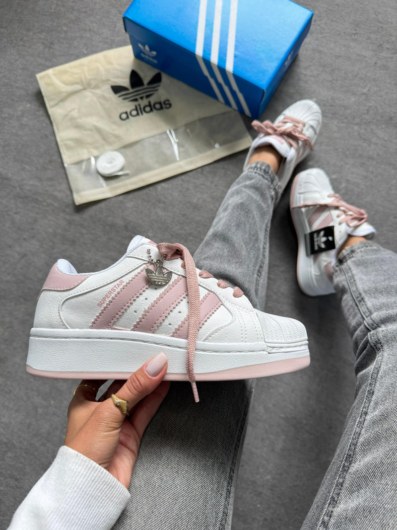 Adidas Super Star plataforma - Branco/rosê