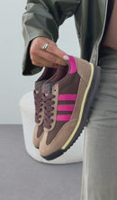 Adidas SL 72 Premium em Couro - Castor/Pink/Menta