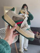 Gucci Screener de couro - Off/ verde