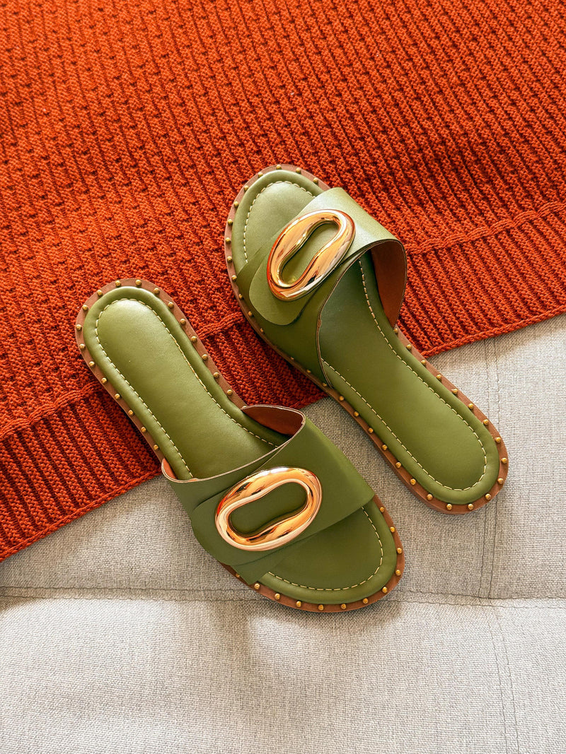 Rasteira luna - Verde