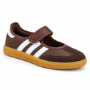 Sapatilha Adidas Samba Jane Marrom — vista interna em três quartos