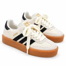 Sambae Tricô Off/Black em estúdio branco, par em três-quartos