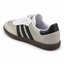 Tênis Adidas Samba OG com Brilho Branco e Preto — vista traseira em perspectiva