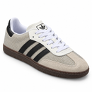 Tênis Adidas Samba OG com Brilho Branco e Preto — vista medial em perspectiva
