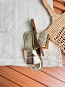 Rasteira schutz basic -Ouro e Branco